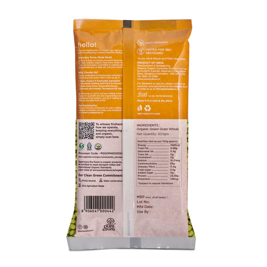 Pure & Sure Organic Green Gram Whole - 500 gm