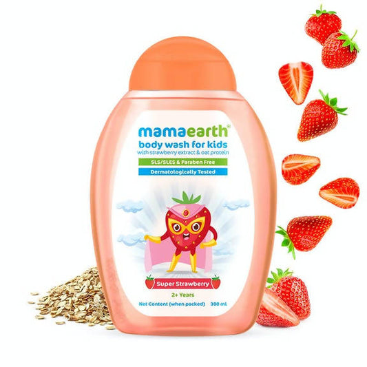 Mamaearth Super Strawberry Body Wash for Kids with Strawberry & Oat Protein - 300 ml