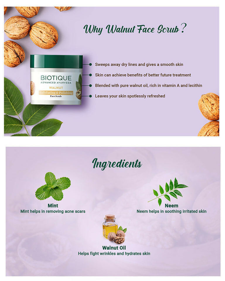Biotique Bio Walnut Exfoliating & Polishing Scrub - 100 gm