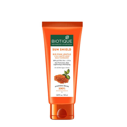 Biotique Bio Pink Lentils 3 In 1 Matte Look Sun Shield SPF 40 - 50 ml