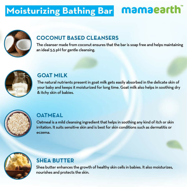 Mamaearth Moisturizing Baby Bathing Soap Bar & Natural Berry Blast Kids Toothpaste - combo