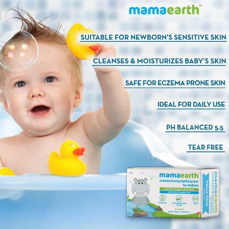 Mamaearth Moisturizing Baby Bathing Soap Bar & Milky Soft Natural Baby Face Cream & Gentle Cleansing Baby Shampoo - combo