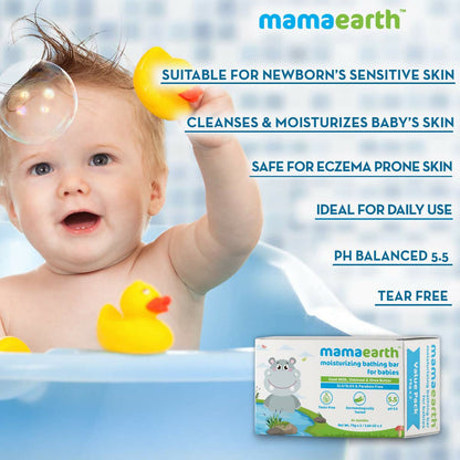 Mamaearth Moisturizing Baby Bathing Soap Bar & Milky Soft Natural Baby Face Cream & Gentle Cleansing Baby Shampoo - combo