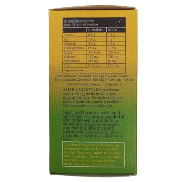 Isha Life Neem and Turmeric Capsules - 100 caps - Pack of 1