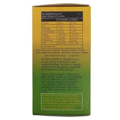 Isha Life Neem and Turmeric Capsules - 100 caps - Pack of 1