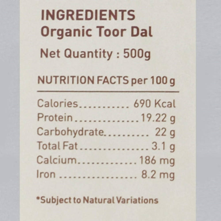 Pure & Sure Toor Dal Traditional Organic Pulses - 500 gm
