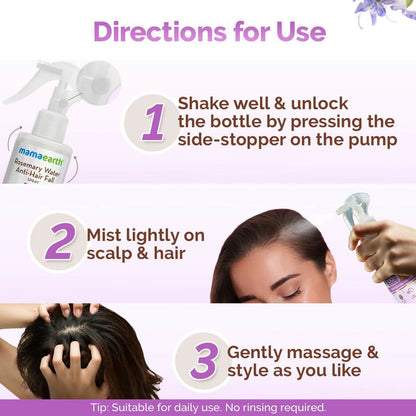 Mamaearth Rosemary Water Anti-Hair Fall Spray with 100% Pure Steam Distilled Rosemary Water & Methi Dana for Hair - 200 ml