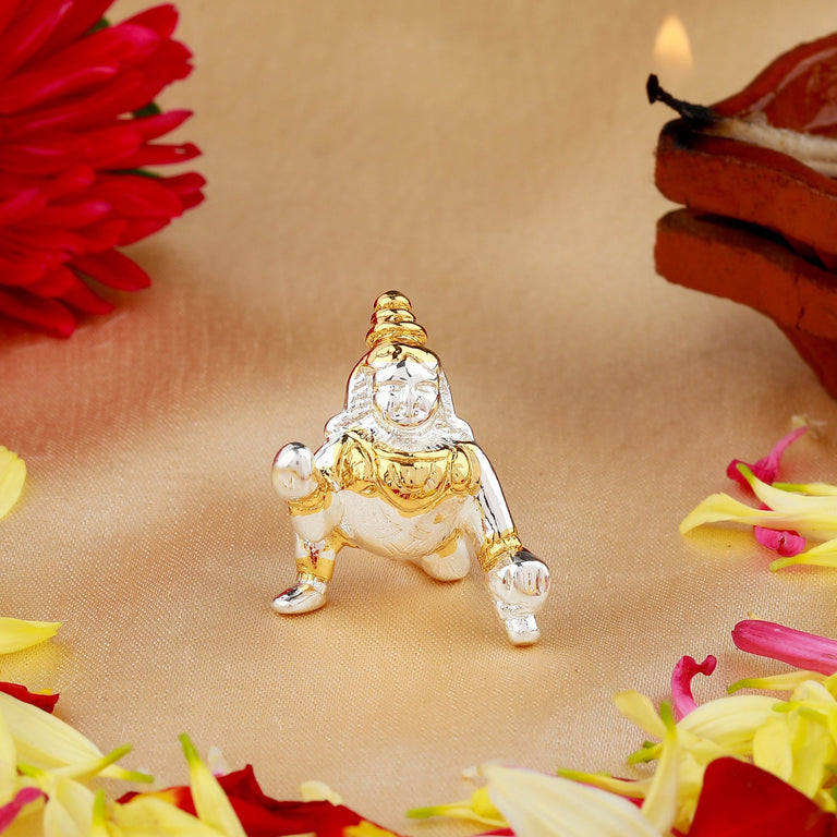 Estele Gold-Polished Divine Bal Lord Krishna Idol for Home/Car Decor