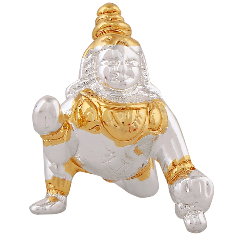 Estele Gold-Polished Divine Bal Lord Krishna Idol for Home/Car Decor