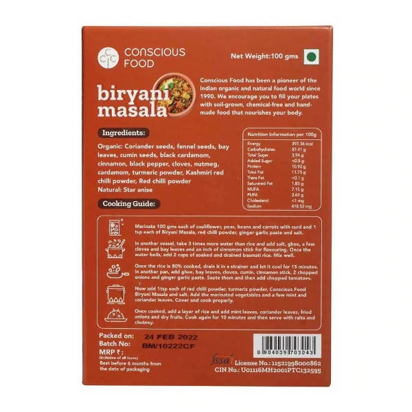 Conscious Food Biryani Masala Powder - 100 gm
