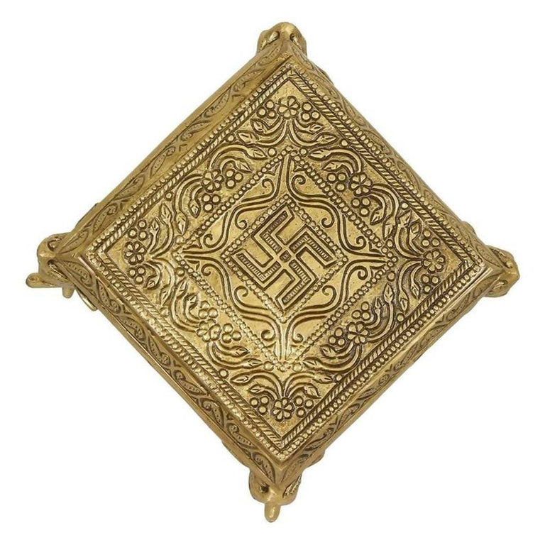Puja N Pujari Elephant Design Brass Pooja Chowki