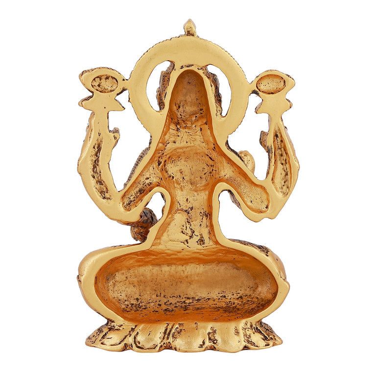 Estele Gold-Polished goddess of wealth Laxmi Devi on lotus Idol for Pooja/Car decor