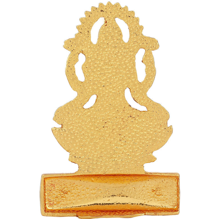 Estele Gold-Polished goddess of wealth Laxmi Devi on lotus Idol for Home/Car decor