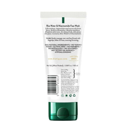 Biotique Advanced Ayurveda Rice Water & Niacinamide Gel Face Wash - 100 ml