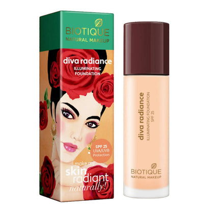Biotique Natural Makeup Diva Radiance Illuminating Foundation-Creamy Oatmeal - 30 ml