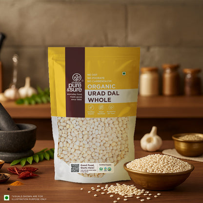 Pure & Sure Organic White Urad Dal Whole - 500 gm