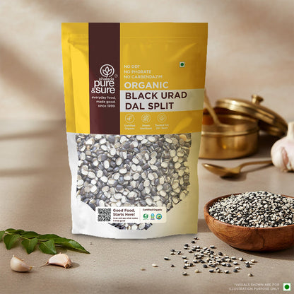 Pure & Sure Organic Black Urad Dal Split - 500 gm