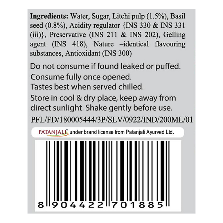 Patanjali Litchi Basil Drink - 200 ml
