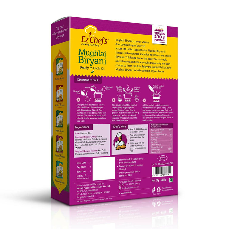 Ez Chef's Mughlai Biryani Kit - Lucknow's Famous Biryani - 305 gm - Pack of 2
