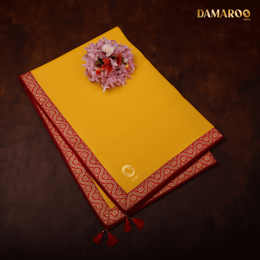 Damaroo 4x6 ft | Graceful Nylon Pooja Mat | Red & Subtle Golden Trim & Tassels - Mango yellow - 4x6 ft - 48x72 inch