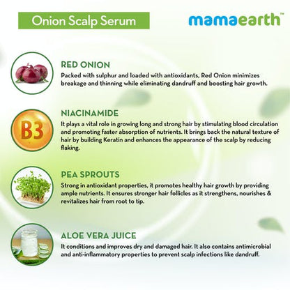 Mamaearth Onion Scalp Serum For Healthy Hair Growth - 50 ml - Pack of 1