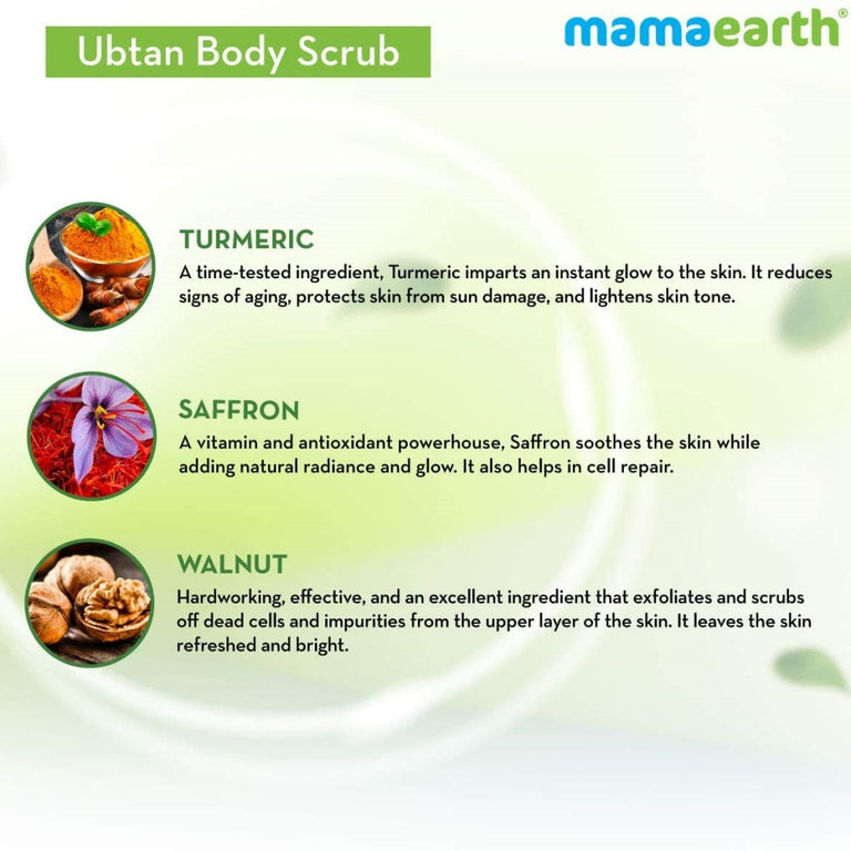 Mamaearth Ubtan Body Scrub with Turmeric & Saffron for Tan Removal - 200 gm