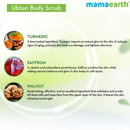 Mamaearth Ubtan Body Scrub with Turmeric & Saffron for Tan Removal - 200 gm