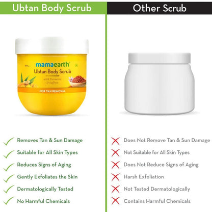 Mamaearth Ubtan Body Scrub with Turmeric & Saffron for Tan Removal - 200 gm
