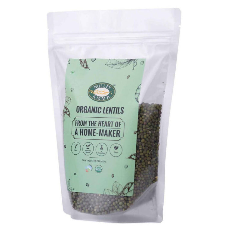 Millet Amma Organic Green Gram Dal Whole - 500 gm