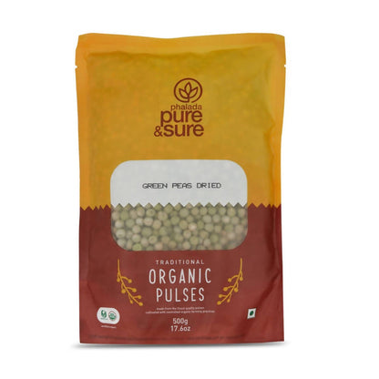 Pure & Sure Green Peas Dried Traditional Organic Pulses - 500 gm