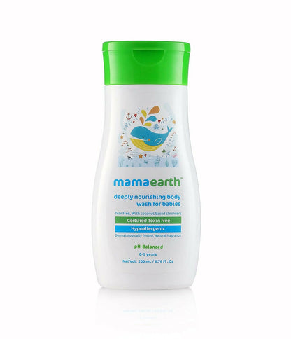 Mamaearth Natural Mosquito Repellent Gel & Deeply Nourishing Wash for Babies - combo