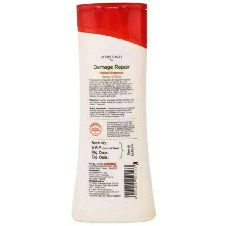 Baidyanath Jhansi Ayurvedant Damage Repair Herbal Shampoo - Henna & Olive - 100 ml
