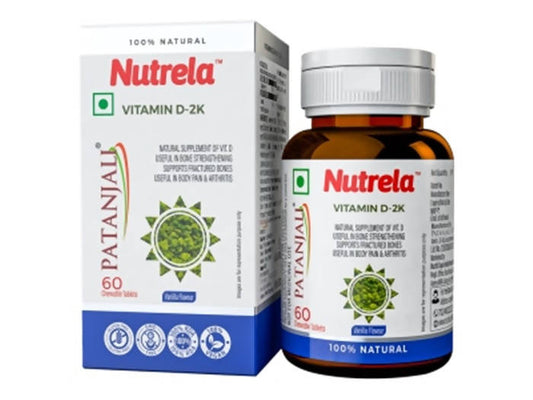Patanjali Nutrela Vitamin D-2K Chewable Tablet - Vanilla Flavor - 60 tabs