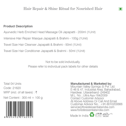 Forest Essentials Hair Repair & Shine Ritual For Nourished Hair - combo