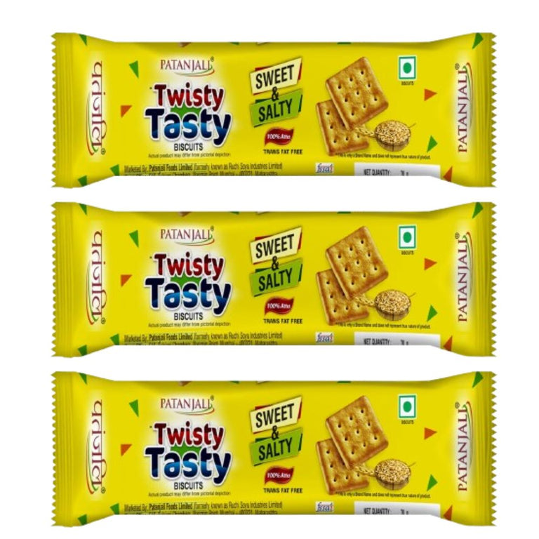 Patanjali Twisty Tasty Biscuits - 70 gm - Pack of 3
