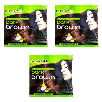 Patanjali Kesh Kanti Hair Colour (Cream & Developer) - Dark Brown - Dark Brown - 40 gm - Pack of 1