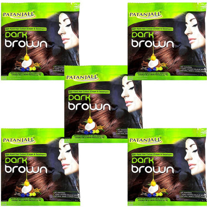 Patanjali Kesh Kanti Hair Colour (Cream & Developer) - Dark Brown - Dark Brown - 40 gm - Pack of 1