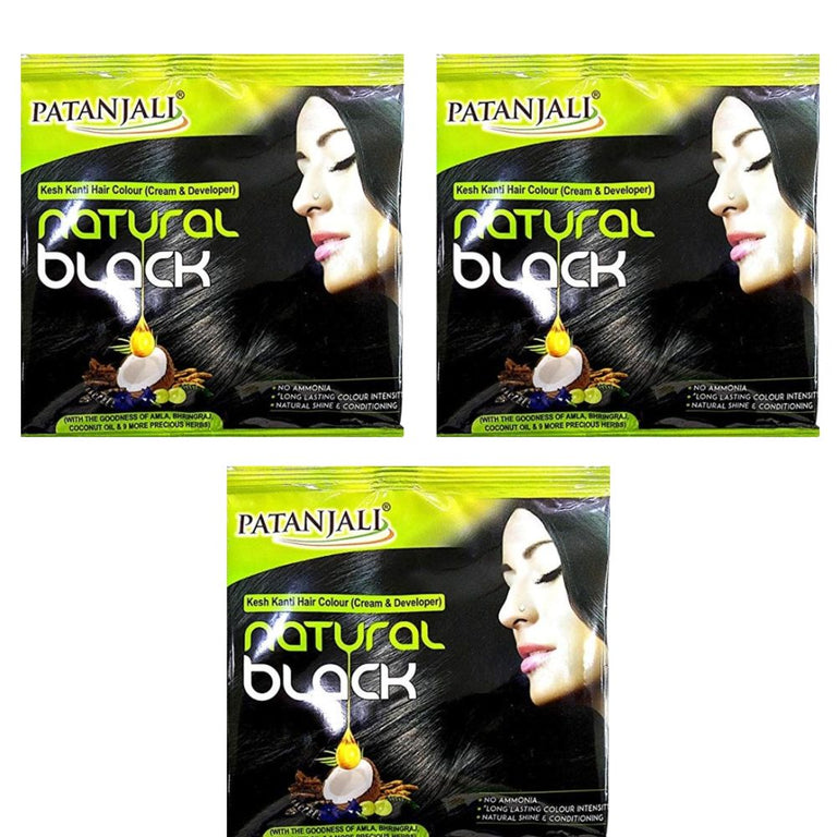 Patanjali Kesh Kanti Hair Colour (Cream & Developer) - Natural Black - 40 gm - Pack of 1