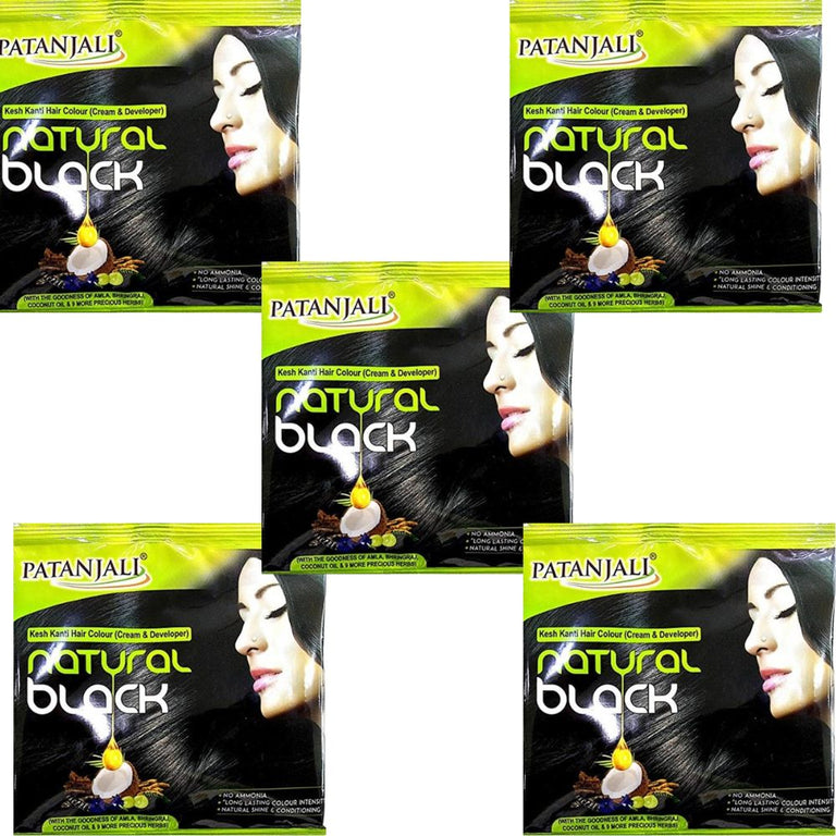 Patanjali Kesh Kanti Hair Colour (Cream & Developer) - Natural Black - 40 gm - Pack of 1