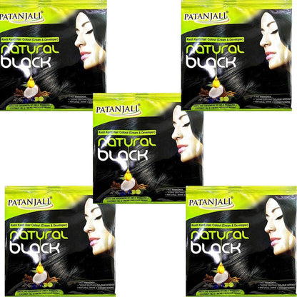 Patanjali Kesh Kanti Hair Colour (Cream & Developer) - Natural Black - 40 gm - Pack of 1