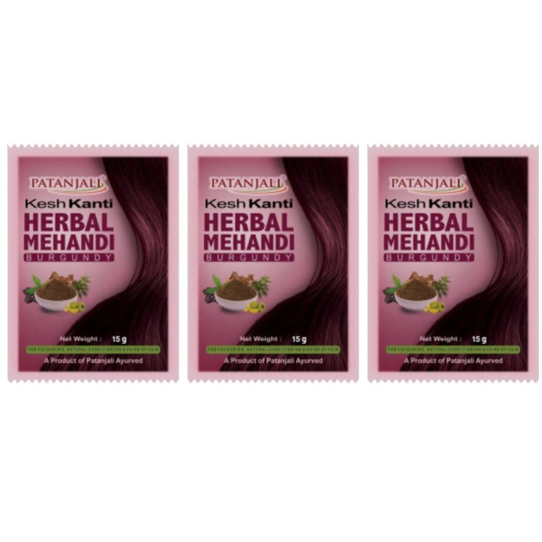 Patanjali Kesh kanti Herbal Mehandi Burgundy - 15 gm - Pack of 3