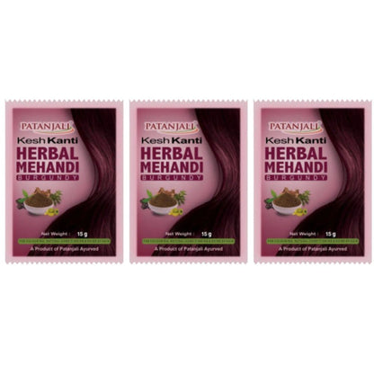 Patanjali Kesh kanti Herbal Mehandi Burgundy - 15 gm - Pack of 3