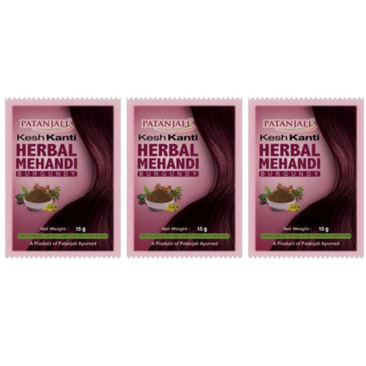 Patanjali Kesh kanti Herbal Mehandi Burgundy - 15 gm - Pack of 3