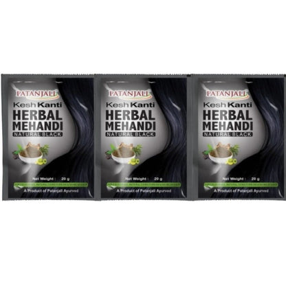 Patanjali Kesh kanti Herbal Mehandi Natural Black - 20 gm - Pack of 3