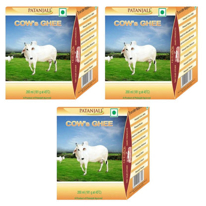 Patanjali Cow's Ghee | Desi Ghee, Aiding Digestion, and Boosting Energy - 200 ml - Pack of 1