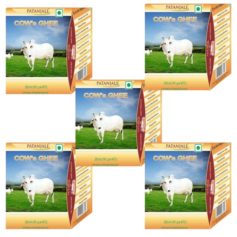 Patanjali Cow's Ghee | Desi Ghee, Aiding Digestion, and Boosting Energy - 200 ml - Pack of 1