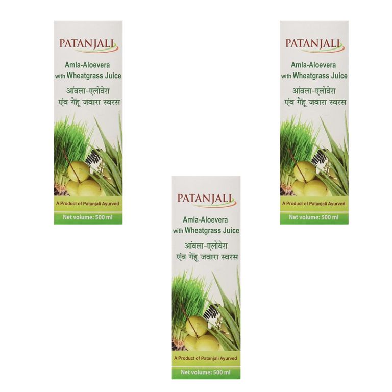 Patanjali Amla Aloevera with Wheat Grass Juice - 500 ml - Pack of 1