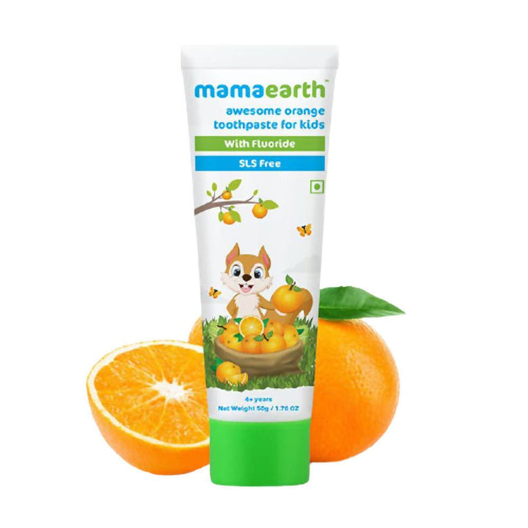 Mamaearth Awesome Orange Baby Toothpaste Cleanses Teeth, Provides Healthy Teeth & Gums - 50 gm