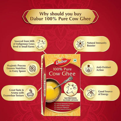 Dabur Cow Ghee | Desi Cow Milk Ghee | Made From Grass Fed Cow's Milk | Organic Ghee - 1 L