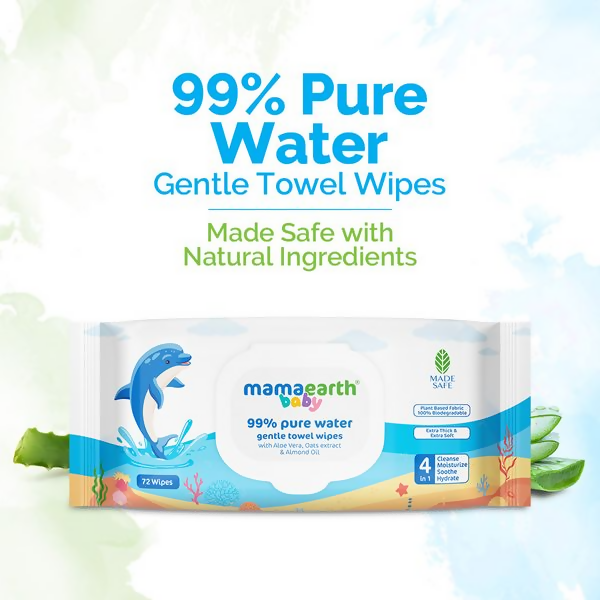 Mamaearth Baby 99% Pure Water Gentle Towel Wipes - 72 Pieces